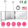 3 Way Mirror with LED Telescopic Hanger Tri-fold Mirror Personal Makeup Mirror with Micro USB Cable for Self Shaving Hair Cutting Dyeing Curling Braid