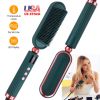 Electric Hair Straightener Brush Anti-scald Straightening Curler Hot Comb with 7 Temperature Levels LED Display