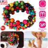 Multi-Color Wooden Beaded Stretchy Bracelet Colorful Exotic Style Elastic Bracelets For Women Girls Children