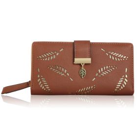 Women Wallet PU Leather Lady Long Purse Phone Clutch Case Credit Card Holder 11 Card Slots 1ID Window 5 Money Pouch (Option: Coffee)