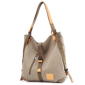 Ladies Canvas Tote Bag Multifunctional Purse Handbag Adjustable Shoulder Rucksack Convertible Backpack Wear-Resistant Dirt-Proof For Women School Offi (Option: Khaki)