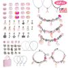 66Pcs Charm Bracelet Making Kit Kids\' Jewelry Necklace Making Kits Colorful DIY Charm Beads Pendant Set Jewelry Decor Supplies with Gift Box for 5-12