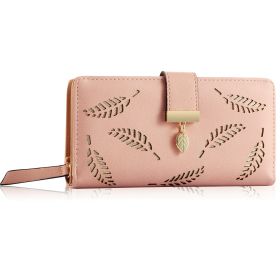 Women Wallet PU Leather Lady Long Purse Phone Clutch Case Credit Card Holder 11 Card Slots 1ID Window 5 Money Pouch (Option: Pink)