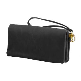 Luxury Women’s Leather Clutch Wallet Card Holder Phone Case Purse (Option: Black)