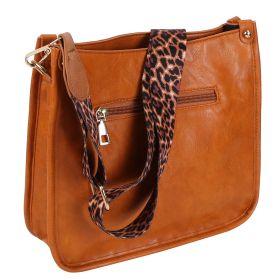 Women Fashion Leather Crossbody Bag Shoulder Bag Casual Handbag with Flexible Wearing Styles Adjustable Guitar Strap (Option: Orange)