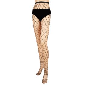 Women Fishnet Tights Sexy High Waist Fishnet Pantyhose Stretchy Mesh Hollow Out Tights Stockings w/ Small Medium Large Hole Choices (Option: L)