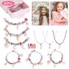 66Pcs Charm Bracelet Making Kit Kids\' Jewelry Necklace Making Kits Colorful DIY Charm Beads Pendant Set Jewelry Decor Supplies with Gift Box for 5-12
