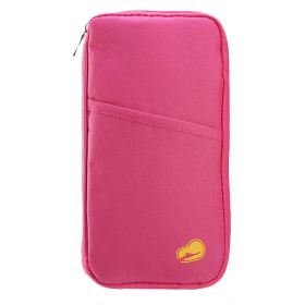Travel Passport Wallet 12Cells Ticket ID Credit Card Holder Water Repellent Documents Phone Organizer Zipper Case Business Trip Daily Use (Option: HotPink)
