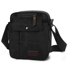 Unisex Crossbody Bags Canvas Phone Tablet PC Shoulder Bag Credit Card Key Messenger Purse (Option: BLK)
