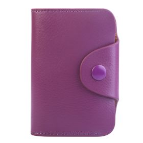 Credit Card Holder Wallet PU Leather Snap Closure Purse Accordion Case with 12 Pcs Card Slots (Option: Purple)