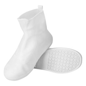 Waterproof Shoe Covers Reusable Not-Slip Rain Shoe Covers Protectors Foldable TPE Rubber Shoe Protectors For Men Women Kids (Option: White_XXL)