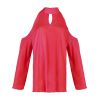 Women\'s Sexy Off The Shoulder Blouses Cold Shoulder Tops V-Neck Long Sleeve T-Shirt Solid Color Summer