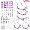 66Pcs Charm Bracelet Making Kit Kids\' Jewelry Necklace Making Kits Colorful DIY Charm Beads Pendant Set Jewelry Decor Supplies with Gift Box for 5-12