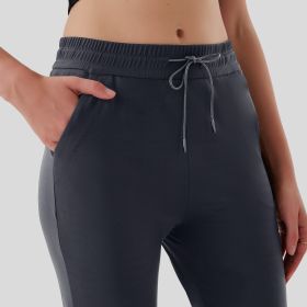 Pull Rope Pocket Flared Pants (Option: Grey-XL)
