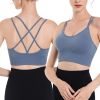 3Packs Women Cross Back Sport Bras Padded Strappy Medium Support Bras Sexy Fitness Tank Tops with Removable Pads for Gym Yoga Workout Running