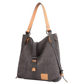 Ladies Canvas Tote Bag Multifunctional Purse Handbag Adjustable Shoulder Rucksack Convertible Backpack Wear-Resistant Dirt-Proof For Women School Offi (Option: Grey)