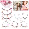 66Pcs Charm Bracelet Making Kit Kids\' Jewelry Necklace Making Kits Colorful DIY Charm Beads Pendant Set Jewelry Decor Supplies with Gift Box for 5-12