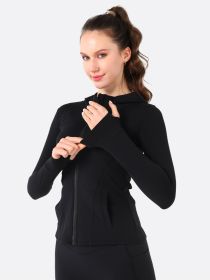 Hooded Jacket Yoga Clothes (Option: Black-XL)