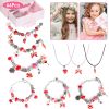 66Pcs Charm Bracelet Making Kit Kids\' Jewelry Necklace Making Kits Colorful DIY Charm Beads Pendant Set Jewelry Decor Supplies with Gift Box for 5-12