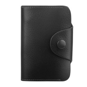Credit Card Holder Wallet PU Leather Snap Closure Purse Accordion Case with 12 Pcs Card Slots (Option: Black)