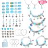 66Pcs Charm Bracelet Making Kit Kids\' Jewelry Necklace Making Kits Colorful DIY Charm Beads Pendant Set Jewelry Decor Supplies with Gift Box for 5-12