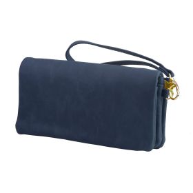 Luxury Women’s Leather Clutch Wallet Card Holder Phone Case Purse (Option: Darkblue)
