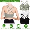 3Packs Women Cross Back Sport Bras Padded Strappy Medium Support Bras Sexy Fitness Tank Tops with Removable Pads for Gym Yoga Workout Running