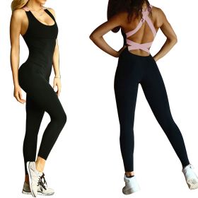 Women\'s Sports YOGA Workout Gym Fitness Jumpsuit (Option: Pink_XL)