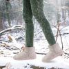 Women Lady Snow Boots Suede Mid-Calf Boot Shoe Short Plush Warm Lining Shoes w/ Anti-slip Rubber Base Knitting Design