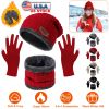Winter Knitted Hat Scarf Gloves 3Pcs Winter Warm Beanie and Touch Screen Gloves Scarf Set Knit Beanie Skull Cap Neck Warmer Mittens for Men Women