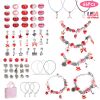 66Pcs Charm Bracelet Making Kit Kids\' Jewelry Necklace Making Kits Colorful DIY Charm Beads Pendant Set Jewelry Decor Supplies with Gift Box for 5-12