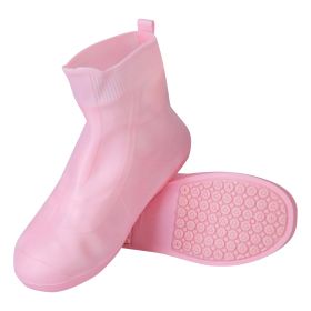 Waterproof Shoe Covers Reusable Not-Slip Rain Shoe Covers Protectors Foldable TPE Rubber Shoe Protectors For Men Women Kids (Option: Pink_XL)