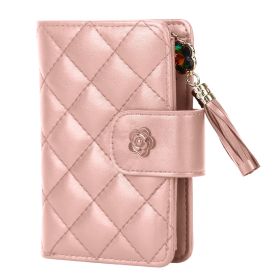 Women Wallet PU Leather Lady Clutch Case Credit Card Holder ID Card Window Coin Purse w/ Tassel For Girls (Option: Pink)