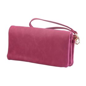 Luxury Women’s Leather Clutch Wallet Card Holder Phone Case Purse (Option: RoseRed)