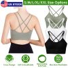 3Packs Women Cross Back Sport Bras Padded Strappy Medium Support Bras Sexy Fitness Tank Tops with Removable Pads for Gym Yoga Workout Running