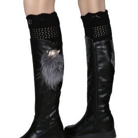 Women Winter Crochet Knit Leg Warmers (Option: Black)