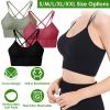 3Packs Women Cross Back Sport Bras Padded Strappy Medium Support Bras Sexy Fitness Tank Tops with Removable Pads for Gym Yoga Workout Running