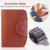 Credit Card Holder Wallet PU Leather Snap Closure Purse Accordion Case with 12 Pcs Card Slots