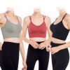 3Packs Women Cross Back Sport Bras Padded Strappy Medium Support Bras Sexy Fitness Tank Tops with Removable Pads for Gym Yoga Workout Running