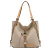 Ladies Canvas Tote Bag Multifunctional Purse Handbag Adjustable Shoulder Rucksack Convertible Backpack Wear-Resistant Dirt-Proof For Women School Offi