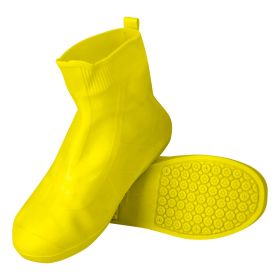 Waterproof Shoe Covers Reusable Not-Slip Rain Shoe Covers Protectors Foldable TPE Rubber Shoe Protectors For Men Women Kids (Option: Yellow_L)