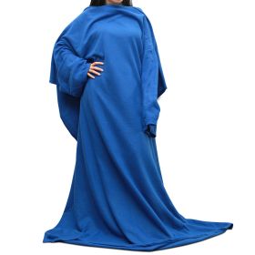 Wearable Fleece Blanket with Sleeves Cozy Warm Microplush Sofa Blanket Extra Soft Lightweight for Adult Women Men 3 Colors (Option: Blue)