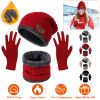 Winter Knitted Hat Scarf Gloves 3Pcs Winter Warm Beanie and Touch Screen Gloves Scarf Set Knit Beanie Skull Cap Neck Warmer Mittens for Men Women