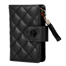Women Wallet PU Leather Lady Clutch Case Credit Card Holder ID Card Window Coin Purse w/ Tassel For Girls (Option: Black)