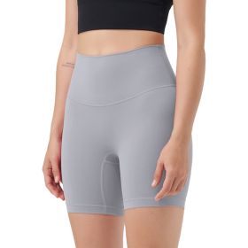 Women\'s High Waist Biker Shorts Tummy Control Pants Athletic Leggings Spandex Booty Shorts with 6.3In Inseam No Front Seam for Workout Yoga Running V (Option: Grey_L)