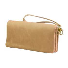 Luxury Women’s Leather Clutch Wallet Card Holder Phone Case Purse (Option: Beige)