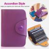 Credit Card Holder Wallet PU Leather Snap Closure Purse Accordion Case with 12 Pcs Card Slots