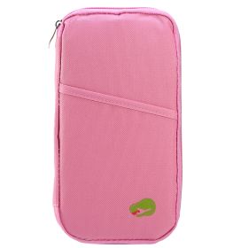 Travel Passport Wallet 12Cells Ticket ID Credit Card Holder Water Repellent Documents Phone Organizer Zipper Case Business Trip Daily Use (Option: Pink)