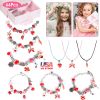 66Pcs Charm Bracelet Making Kit Kids\' Jewelry Necklace Making Kits Colorful DIY Charm Beads Pendant Set Jewelry Decor Supplies with Gift Box for 5-12