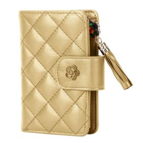 Women Wallet PU Leather Lady Clutch Case Credit Card Holder ID Card Window Coin Purse w/ Tassel For Girls (Option: Gold)